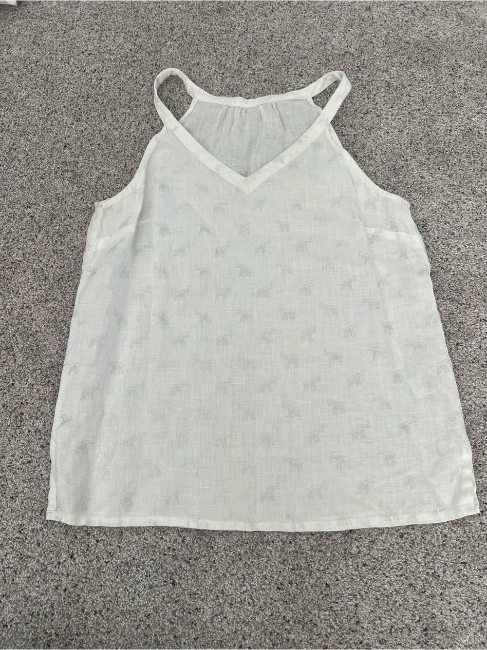 St. Tropez White Sleeveless Linen V-Neck Tank Top